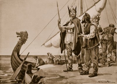 Rurik vertrekt naar het land van de Slaven, 862 (litho) door Margaret Dovaston