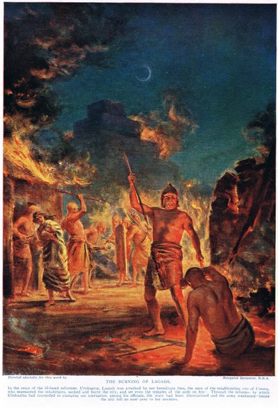 De verbranding van Lagash, illustratie uit 