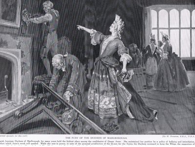 De woede van de hertogin van Marlborough, ca. 1910 (litho) door Margaret Dovaston