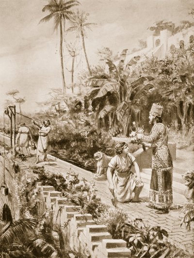 De hangende tuinen van Babylon, illustratie uit 