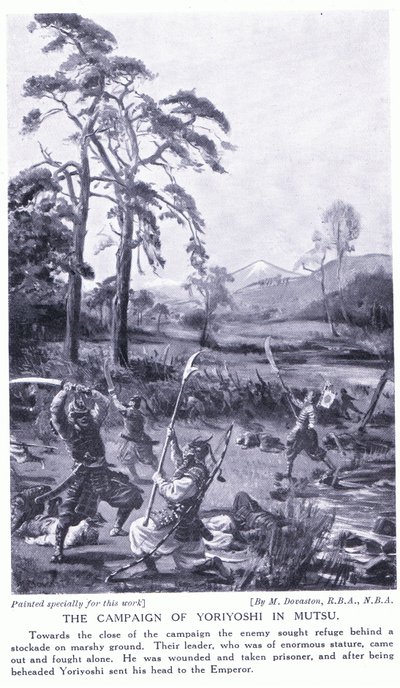 De veldtocht van Yoriyoshi in Mutsu (litho) door Margaret Dovaston