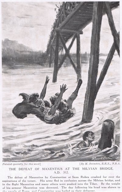 De nederlaag van Maxentius bij de Milviaanse brug 312AD door Margaret Dovaston