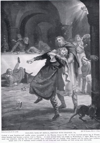 De waanzin van koning Ceolred van Mercia AD 716 door Margaret Dovaston