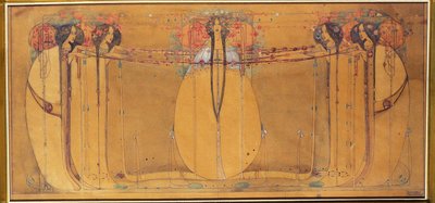 Meikoningin, Cartoon voor paneel voor Ingram Street Tearooms, ca. 1900 door Margaret Macdonald