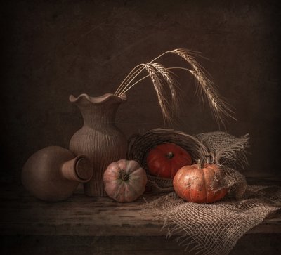 Stemmingvol oogststilleven door Margareth Perfoncio