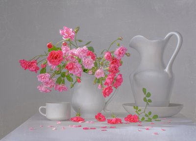 Stilleven met roze roos door Margareth Perfoncio