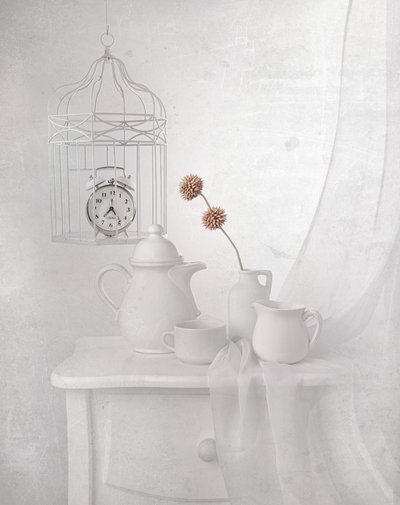 Wit esthetisch stilleven door Margareth Perfoncio