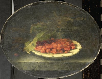 Stilleven met aardbeien in een witte kom door Margaretha Roosenboom