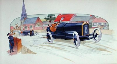 Een Peugeot Raceauto in de Grand Prix de France van 1911 door Marguerite (fl.1909 14) Montaut