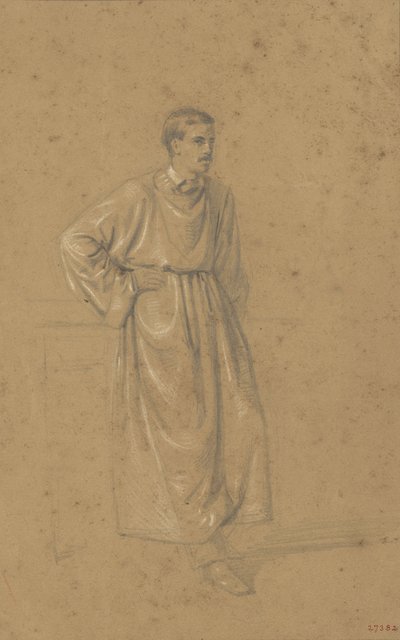 Academische studie van een mannelijk figuur door Marià Fortuny Marsal