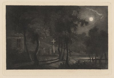 Een kapel aan het meer bij maanlicht door Maria Anna Fischer