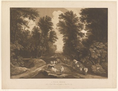 Bosrijk landschap met een pad en reizigers door Maria Catharina Prestel