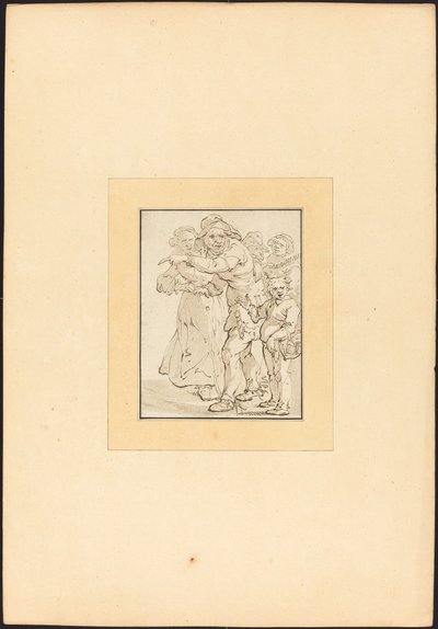Oude Man Wijst naar Links door Maria Catharina Prestel after Adriaen Pietersz van de Venne
