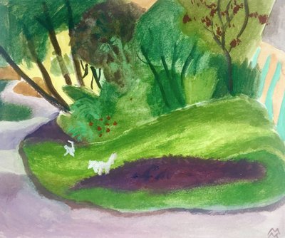 Paysage aves des Chiens Blancs, 2018 (acryl en aquarel op papier) door Maria Magenta