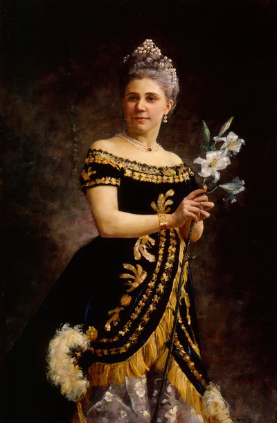 Portret van de operazangeres Ida Basilier-Magelssen 1846-1928 als Philine in Opera, 1887 door Maria Wiik