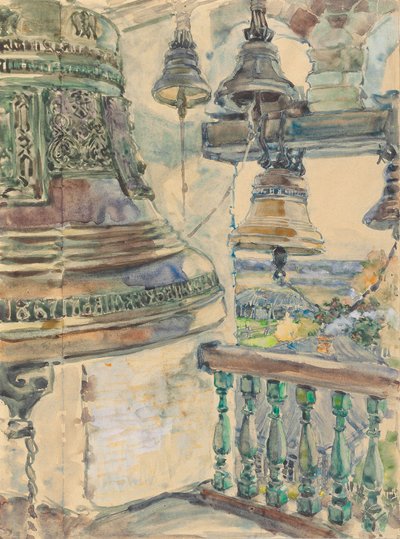 Uitzicht vanaf de klokkentoren van de Savino-Storozhevsky-kathedraal, dicht bij Zvenigorod, 1891 door Maria Yakunchikova