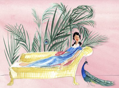 Maharani in de tropen, 2019 (aquarel op papier) door Marianna Kulukundis