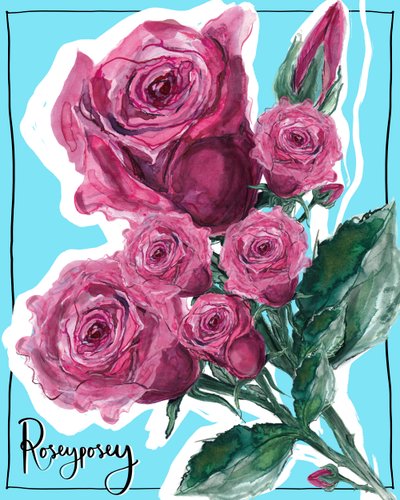 Rosey Posey, 2019 (aquarel, inkt, digitaal) door Marianna Kulukundis