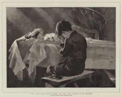 Ga, je moet alleen spelen, mijn jongen, je zus is in de hemel door Marianne Stokes