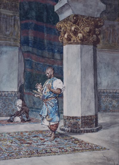 Een koopman die bidt in een moskee door Mariano Fortuny y Marsal