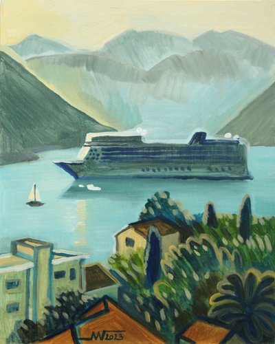 Uitzicht vanaf een cruiseschip langs de kust door Marina Gorkaeva
