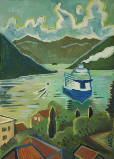 Cruiseschip voor fjordcruises langs de kust door Marina Gorkaeva