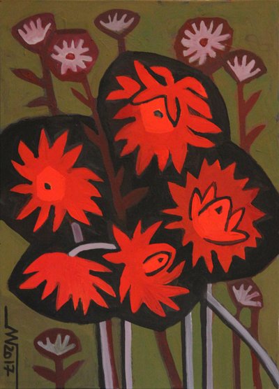 Rode abstracte bloemen door Marina Gorkaeva