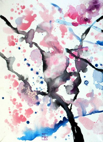 Abstracte kersenbloesems door Marina Nelson