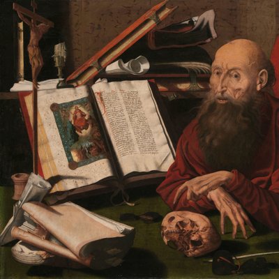 St. Hiëronymus in zijn studeerkamer door Marinus van Reymerswale (attributed to)