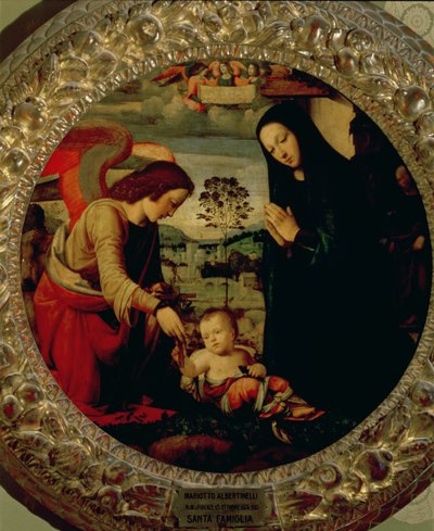 De Heilige Familie door Mariotto Albertinelli