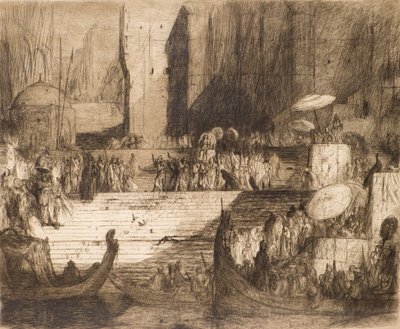 Begrafenisceremonie aan de Ganges door Marius Alexander Jacques Bauer