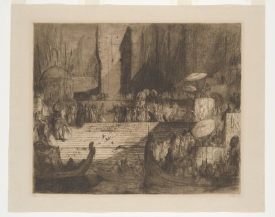 Een begrafenis aan de Ganges door Marius Bauer (signed by artist)
