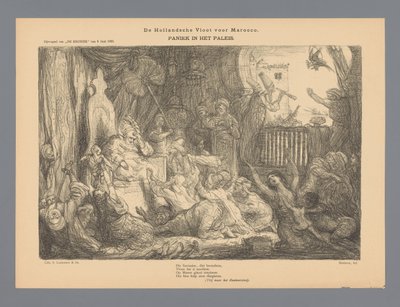 De Hollandsche Vloot voor Marocco. Paniek in het paleis door Marius Bauer