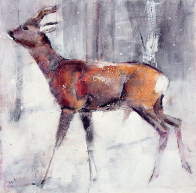 Hert in de sneeuw, 2000 door Mark Adlington
