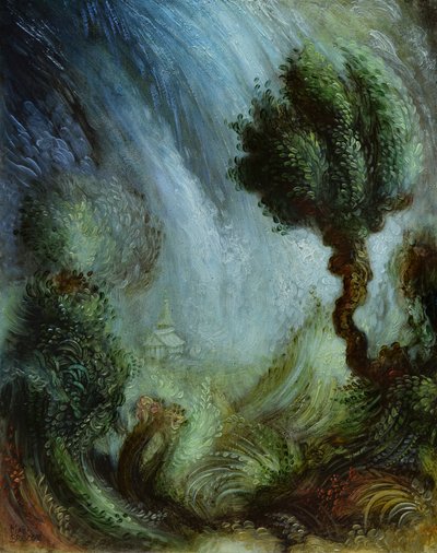 Rustige onrust, 2022 (olieverf op paneel) door Mark Briscoe