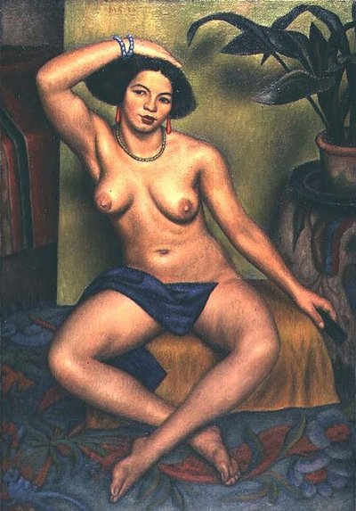 Zittende naakt, of zigeuner bij haar toilet door Mark Gertler