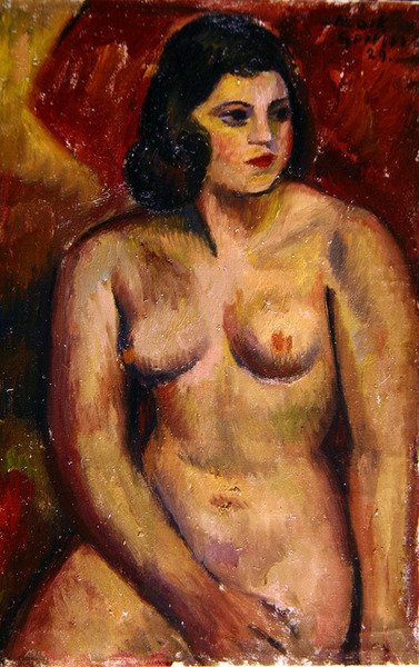 Studie van een vrouwelijke naakt door Mark Gertler