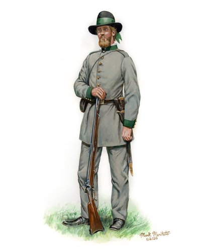 Philadelphia Duits Schutzen Rifle Regiment 1861, 2024 (Aquarel en Gouache op Bristol) door Mark Maritato