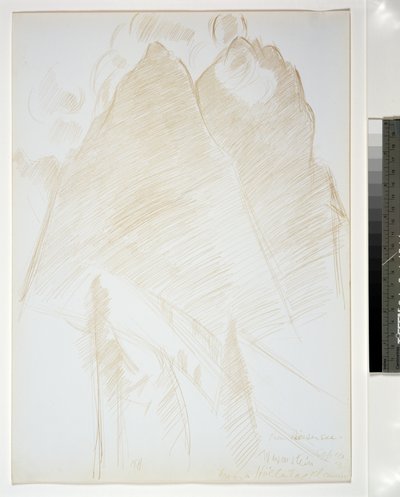 Berglandschap, Twin Peaks en Bomen op de Voorgrond, 1933 door Marsden Hartley