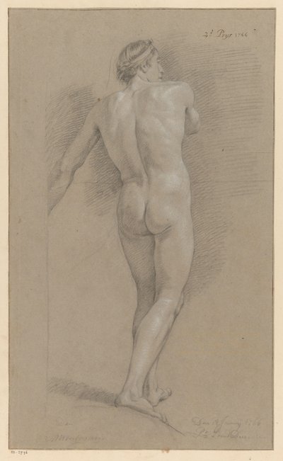 Staand mannelijk naakt, op de rug gezien (2e prijs 1766) door Marten Houtman