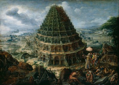 De toren van Babel, 1595 door Marten Valckenborch  the van Elder