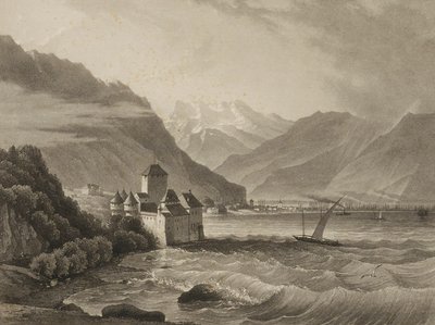 Chateau de Chillon; uitzicht vanuit Vevey door Martens