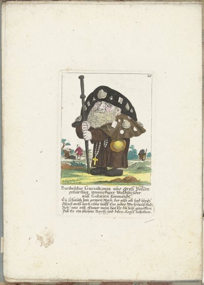 De dwerg Bartholdus Gursalkawiz als pelgrim uit Compostella, ca. 1710 door Martin Engelbrecht (attributed to)