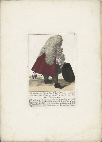 De dwerg Chevalier Rondeau als een parlementslid, ca. 1710 door Martin Engelbrecht (attributed to)