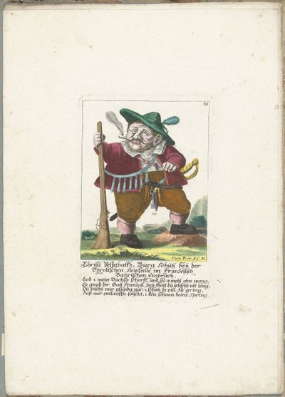 De dwerg Christl Vestnbalkh, ca. 1710 door Martin Engelbrecht (attributed to)