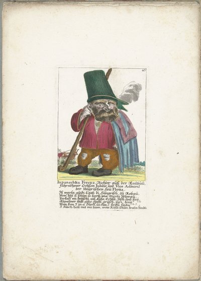 De dwerg Iupanschku Ferenz, ca. 1710 door Martin Engelbrecht (attributed to)