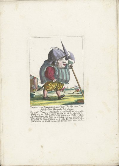 De dwerg Pantaleon Bürgman van de Zwitserse Garde te Rome, ca. 1710 door Martin Engelbrecht (attributed to)