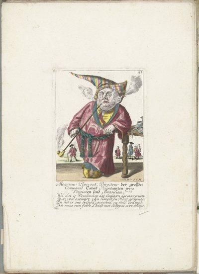 De dwerg Piperouk als directeur van een tabakscompagnie, ca. 1710 door Martin Engelbrecht (attributed to)
