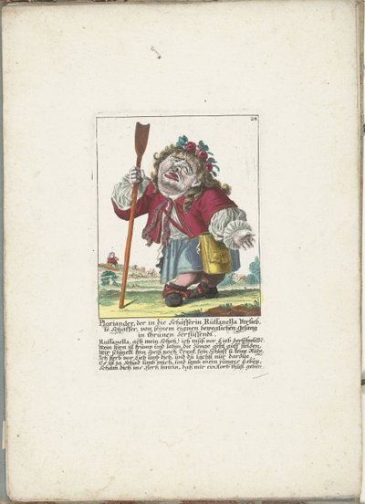 De dwerg Ploriander als herder, ca. 1710 door Martin Engelbrecht (attributed to)