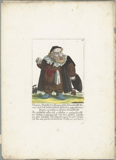 De joodse dwerg Natan Hirschl, ca. 1710 door Martin Engelbrecht (attributed to)